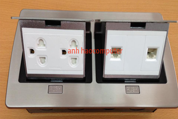 Ổ cắm âm sàn đôi SPU-52S bằng thép không gỉ chông nước IP44