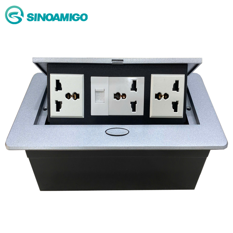 Hộp ổ điện âm bàn sinoamigo STS-201S-JF mầu bạc chính hãng