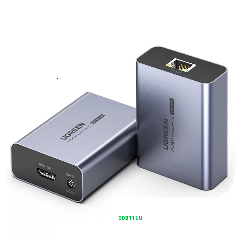 Thiết bị kéo dài HDMI 50m qua cáp Lan Cat5/6 chính hãng Ugreen 90811
