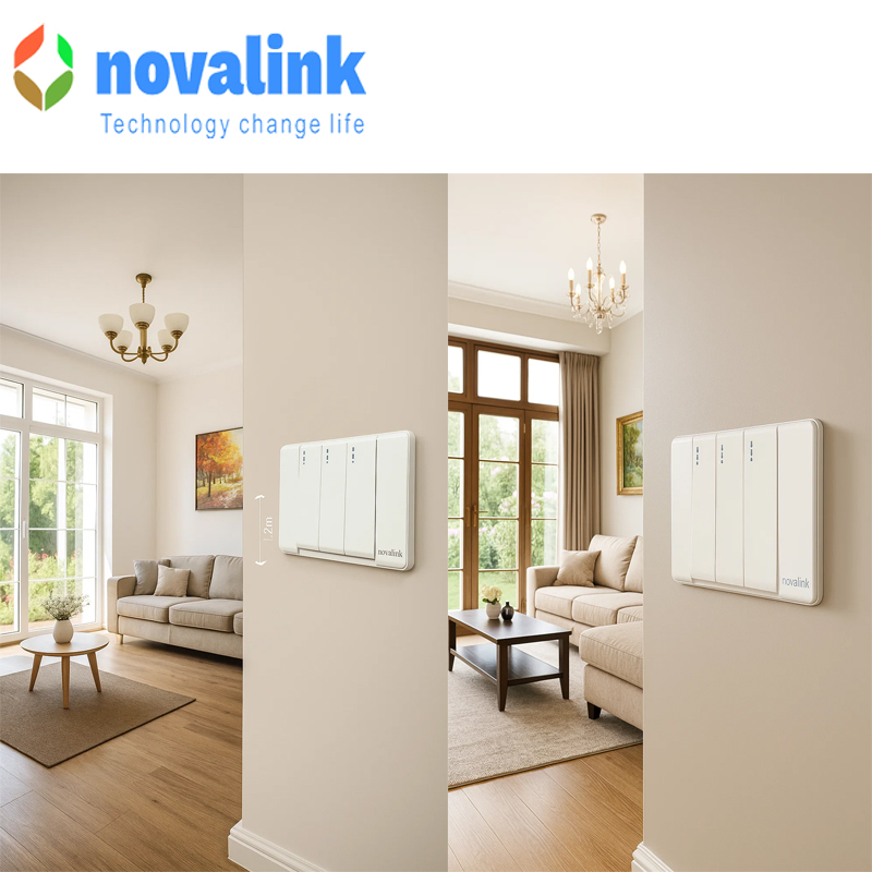 Bộ mặt 3 công tắc một chiều 10A novalink mã A6-04 cao cấp