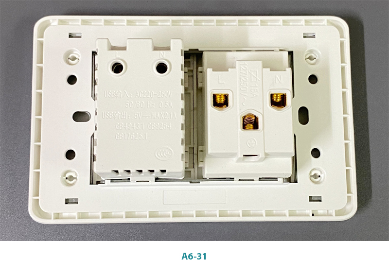 Bộ mặt ổ điện đơn 3 chấu đa năng + 2 USB sạc Novalink A6-31 cao cấp