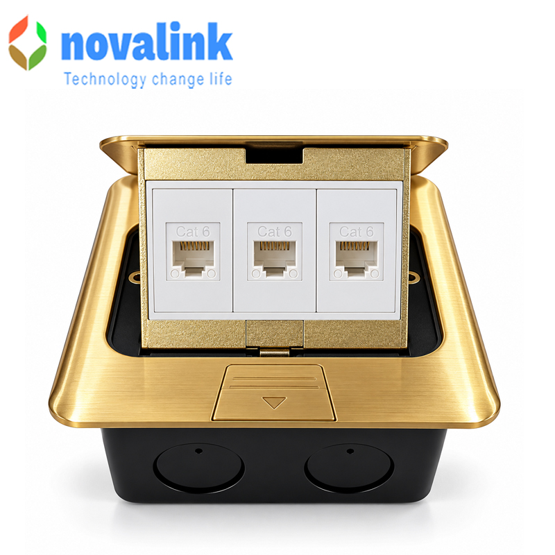 Hộp ổ điện &acirc;m s&agrave;n cao cấp Novalink NV-FS3SB m&agrave;u đồng cao cấp