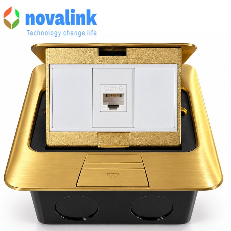 Hộp ổ điện &acirc;m s&agrave;n cao cấp Novalink NV-FS3SB m&agrave;u đồng cao cấp