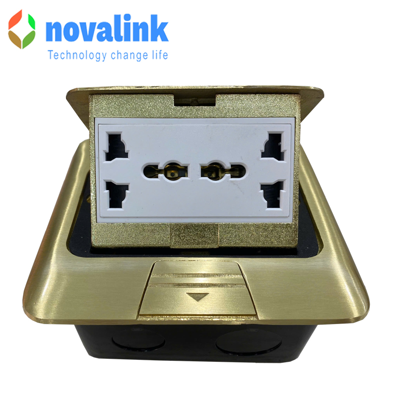 Hộp ổ điện âm sàn cao cấp Novalink NV-FS3SB màu đồng cao cấp