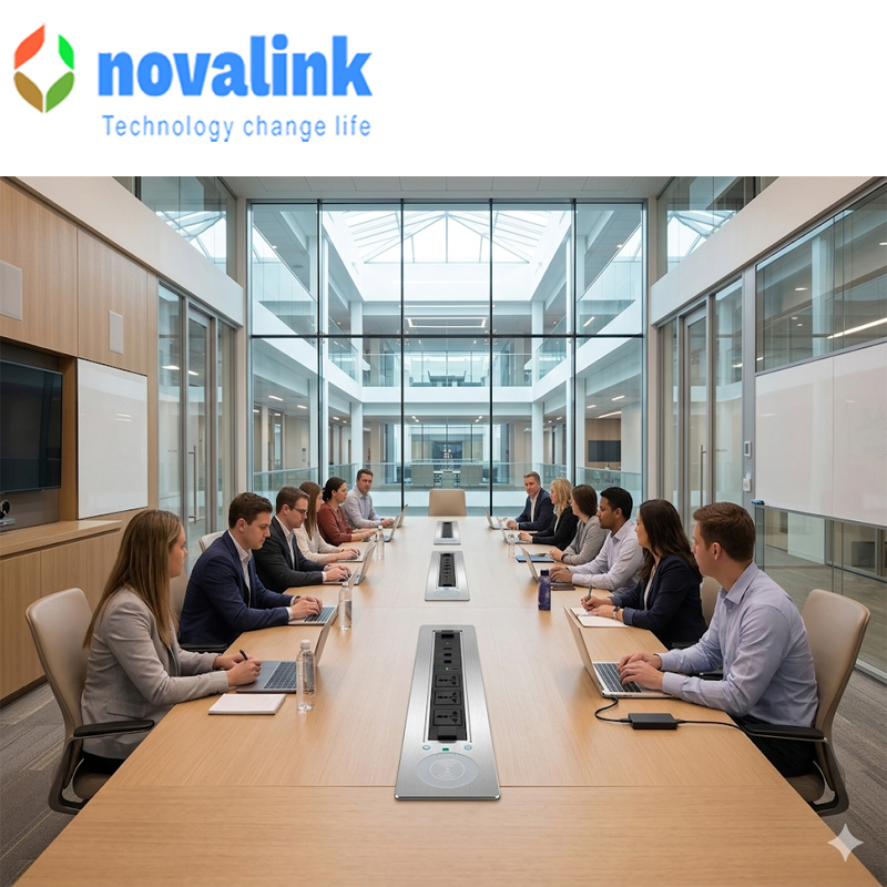 Ổ Điện Âm Bàn Novalink NV-ST803WQI Tích Hợp Sạc Không Dây, Xoay 180 Độ - Giải Pháp Kết Nối Hiện Đại