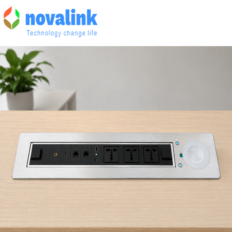 Ổ Điện &Acirc;m B&agrave;n Novalink NV-ST803WQI T&iacute;ch Hợp Sạc Kh&ocirc;ng D&acirc;y, Xoay 180 Độ - Giải Ph&aacute;p Kết Nối Hiện Đại