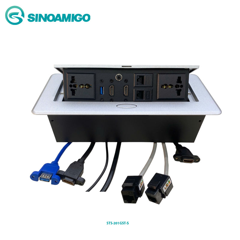 Hộp ổ điện âm bàn đa năng sinoamigo STS-201GST-S màu bạc cao cấp