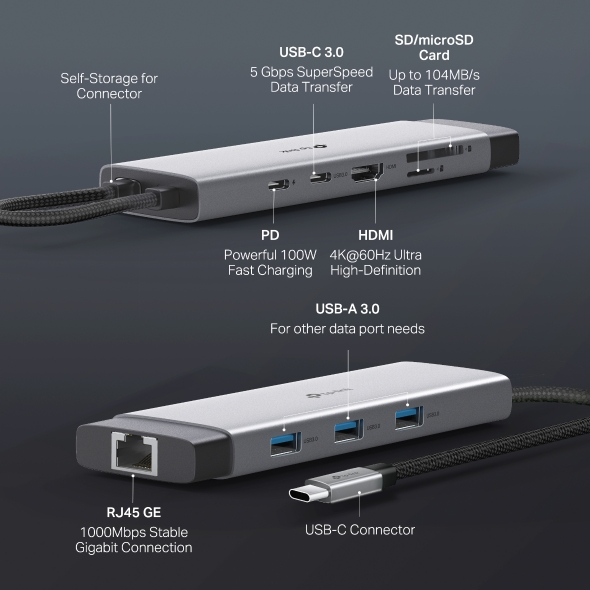 Hub USB Type-C 9 Cổng TPink  mã UH9120C