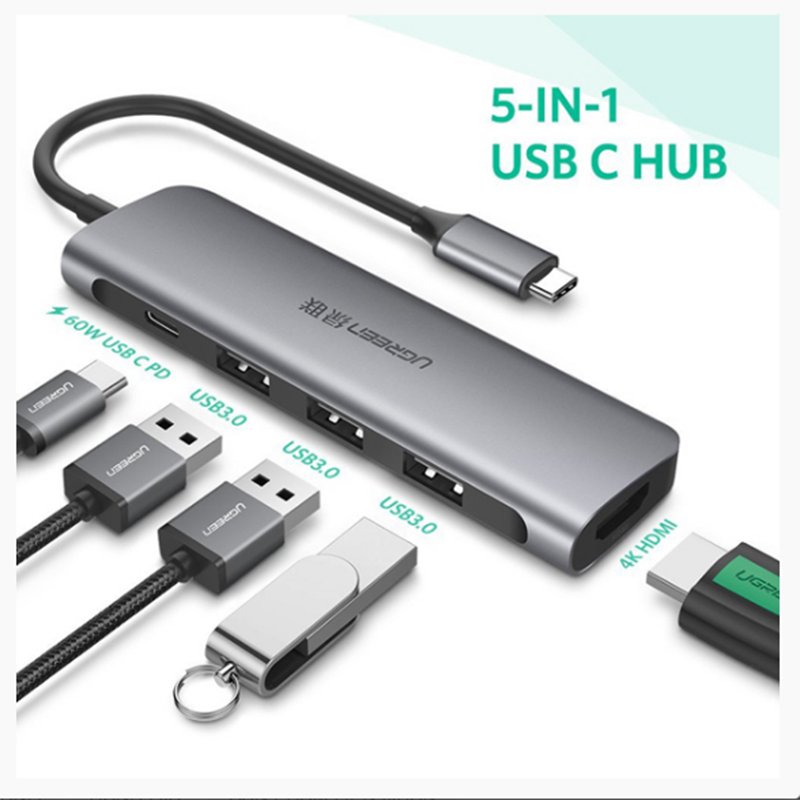 BỘ CHUYỂN USB-C RA HDMI + HUB 3 USB 3.0 + USB-C PD UGREEN 50209