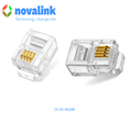 Đầu bấm điện thoại RJ11 loại 4 chân chính hãng novalink CC-01-00298 chân mạ vàng 50U túi 50 cái