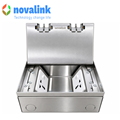 Hộp ổ cắm điện âm sàn novalink NV-FS6SH với 6 ổ cắm mầu bạc chất liệu thép không gỉ cao cấp