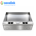 Hộp ổ cắm điện âm sàn novalink NV-FS6SH với 6 ổ cắm mầu bạc chất liệu thép không gỉ cao cấp