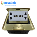 Hộp ổ điện âm sàn cao cấp Novalink NV-FS3SB màu đồng cao cấp