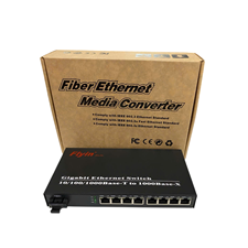 Bộ chuyển đổi quang điện dual fliber SC và 8 cổng RJ45 tốc độ 1 Gb  hãng Flyin mã FLY-1F8TC-SWDXG