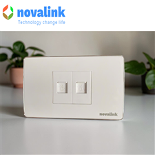 Bộ ổ cắm mạng âm tường 2 cổng cat6 Novalink   NV-21002WS+CC-04-002