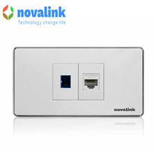 Bộ ổ cắm mạng cat6 + Quang SC/UPC  âm tường novalink NV-12016U+NV-21002SW chính hãng