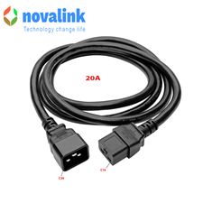 Dây Nguồn C19 To C20 dài 2m tiết diện 3*3.31mm công xuất 20A novalink mã NV-56303A