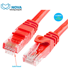 Dây patch cord cat6 dài 0.5m mầu đỏ Nova NV-24001A, 24AWG, 100% copper,550Mhz