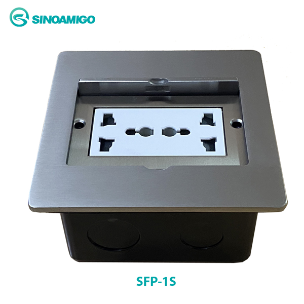 Hộp ổ cắm  điện âm sàn nắp trượt sinoamigo SFP-1 chính hãng