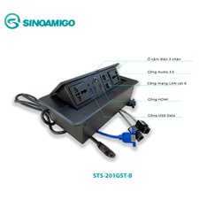 Hộp ổ điện âm bàn đa năng sinoamigo STS-201GST-B màu đen chính hãng