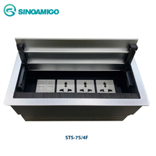 Hộp ổ điện âm bàn sinoamigo STS-7S/4F nắp lật 2 bên cao cấp mầu bạc chính hãng