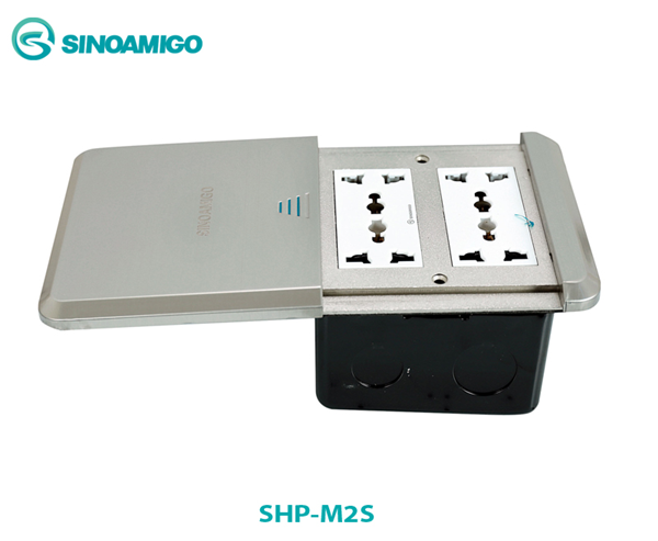Ổ cắm điện âm sàn cao cấp sinoamigo SHP-2MS màu bạc