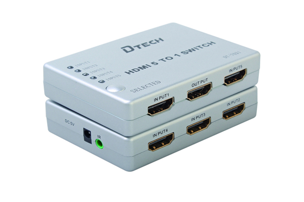 Switch HDMI 5  in 1 out của DTech DT7021
