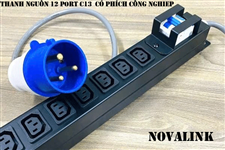 Thanh nguồn PDU 12 cổng C13 dây dài 2m có phích công nghiệp lắp tủ rack  chính hãng